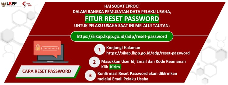 Reset Password di SPSE